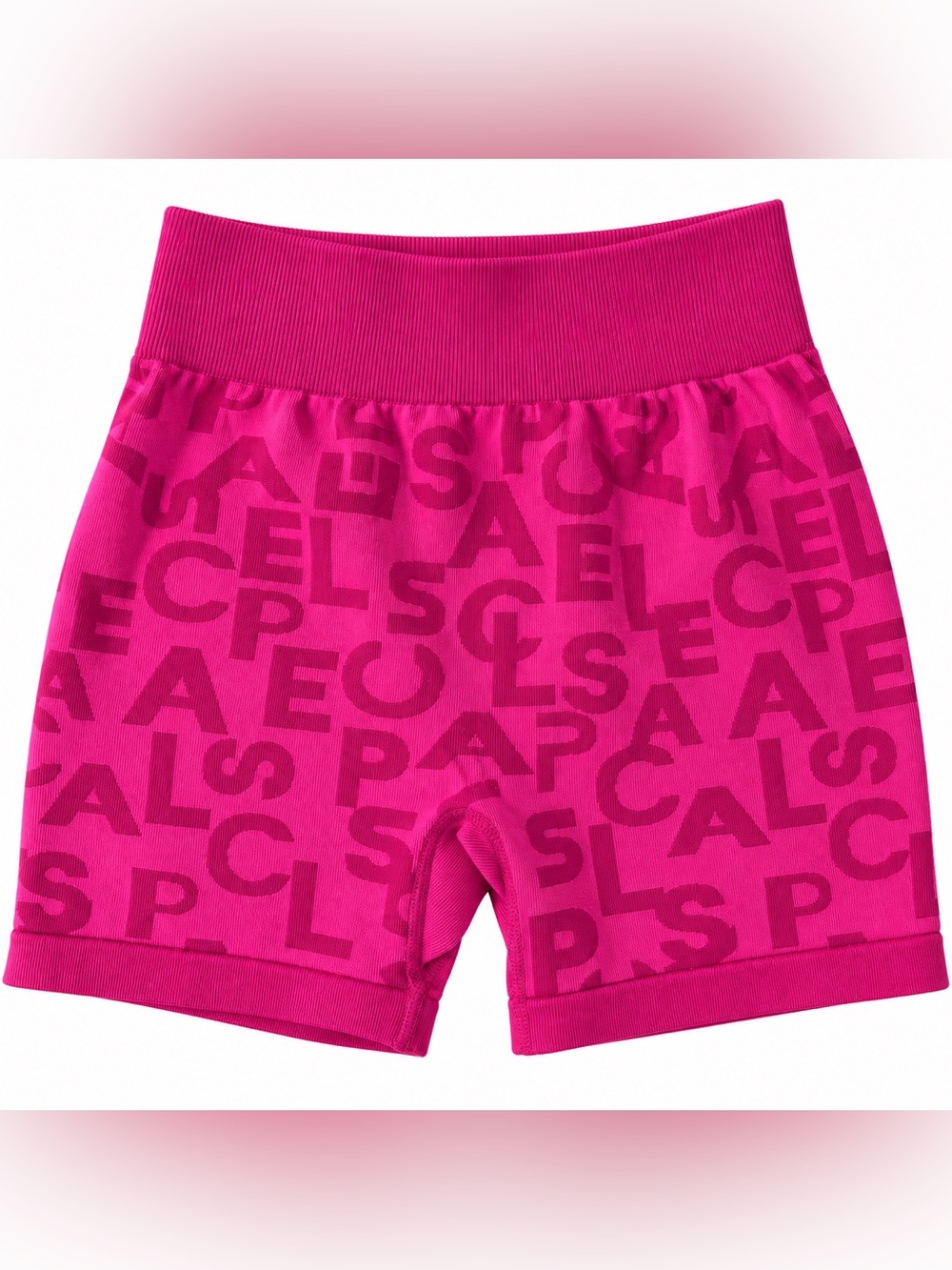 L*Space pink active shorts high waist with dark pink lettering